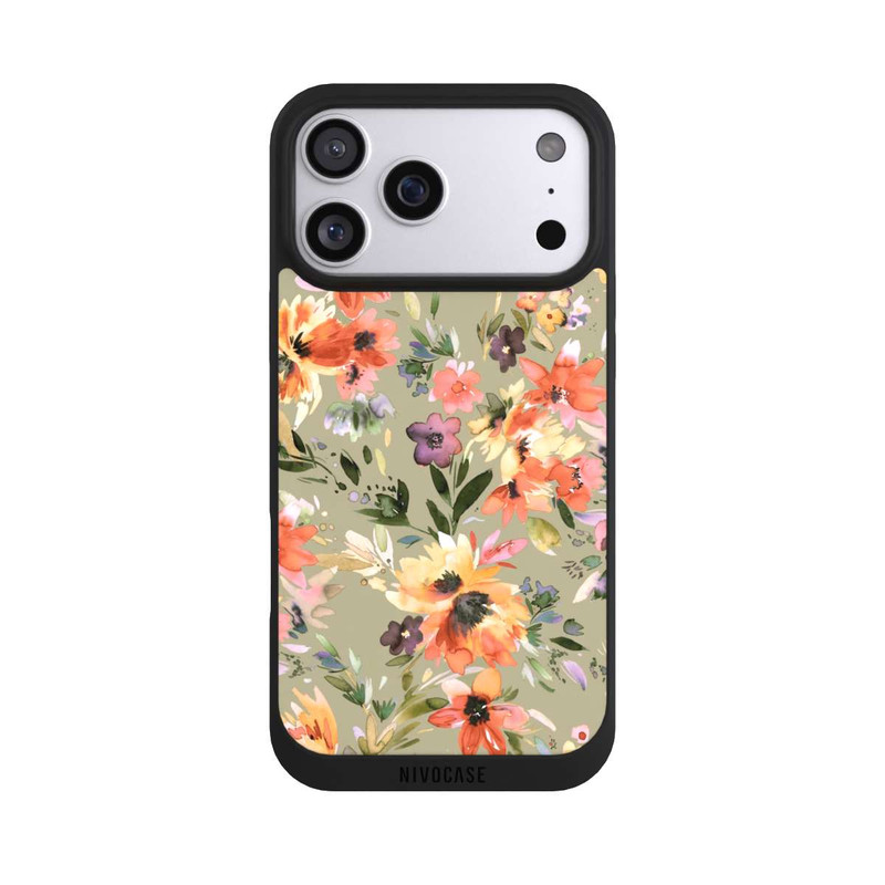 iPhone 17 Pro Max NIVOpure Painterly Tropical Flowers Sage Green