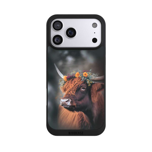 Apple iPhone 17 Pro Max NIVOpure Vache des Highlands avec des fleurs avec IA