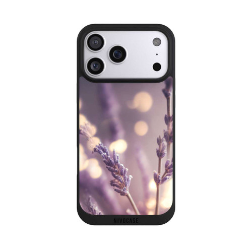 Apple iPhone 17 Pro Max NIVOpure Lavande en gros plan avec IA