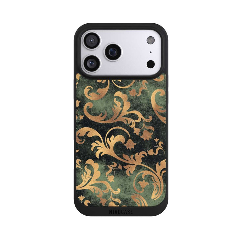iPhone 17 Pro Max NIVOpure Damask Wallpaper Dark Green