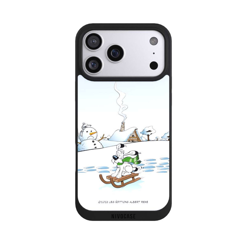 iPhone 17 Pro Max NIVOpure Idéfix fait du traîneau