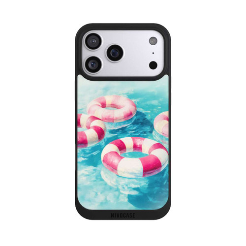 Apple iPhone 17 Pro Max NIVOpure Gestreifte Schwimmringe im Pool