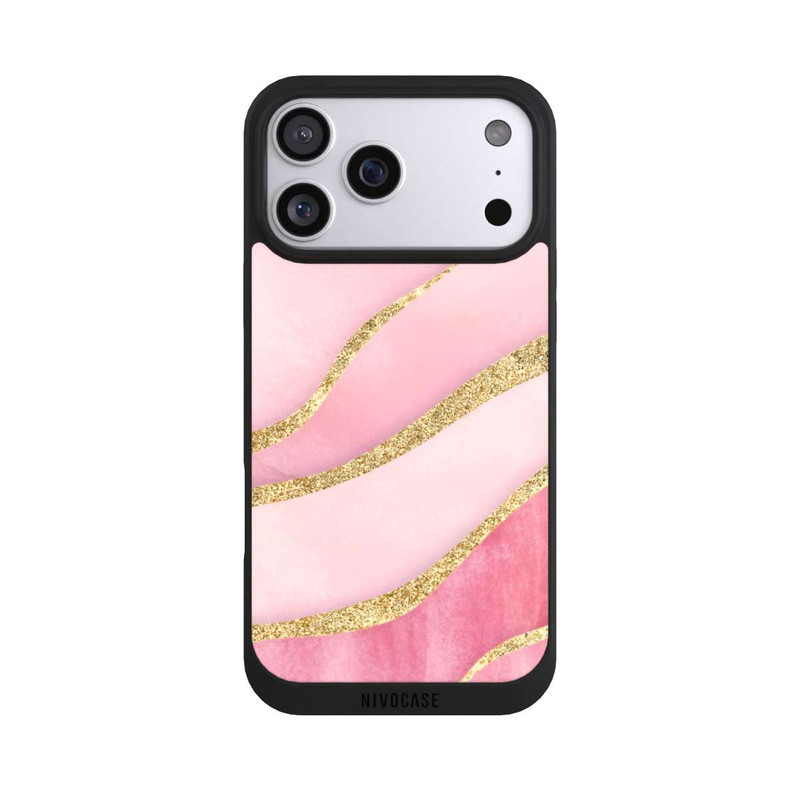 iPhone 17 Pro Max NIVOpure Pink Marble Goldprint Stripes