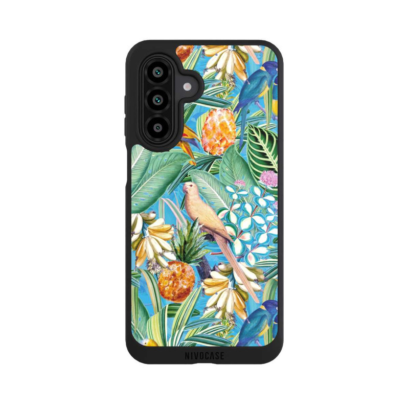Galaxy A17 5G NIVOpure Perroquets tropicaux sur papier peint bleu