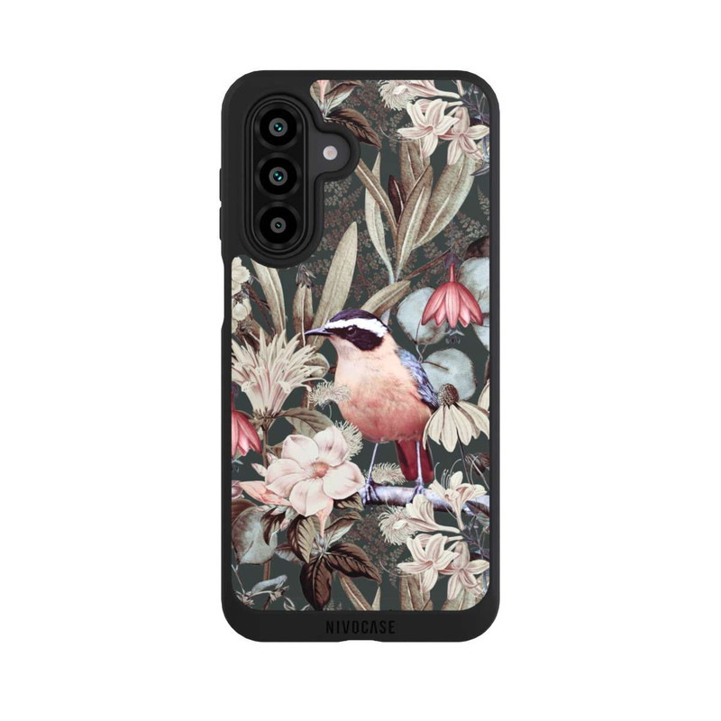 Galaxy A17 5G NIVOpure Oiseau orange à motif de fleurs vintage