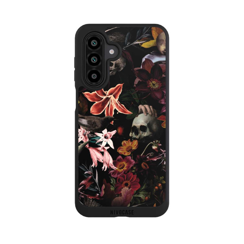 Galaxy A17 5G NIVOpure Crânes et fleurs sur fond sombre