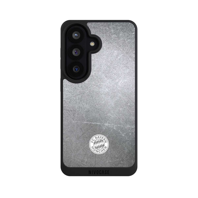 Galaxy S26 NIVOpure Klassisches FCB Logo Klein - Weiß auf Metalllook