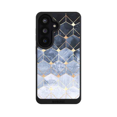 Samsung Galaxy S26 NIVOpure Blue Hexagons And Diamonds Gold Print