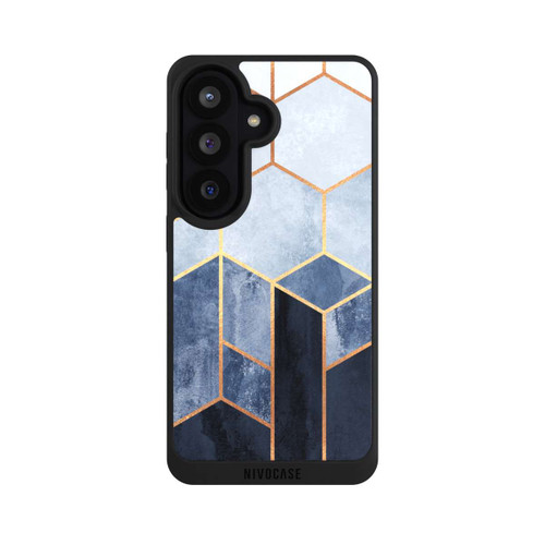 Samsung Galaxy S26 NIVOpure Blauer Farbverlauf Sechsecke Golddruck