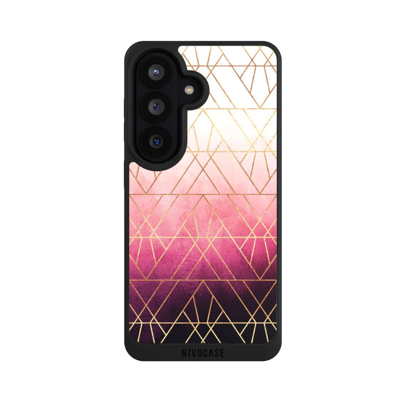 Galaxy S26 NIVOpure Pink Ombre Triangles Gold Print