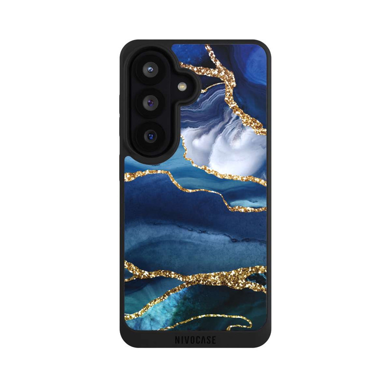 Galaxy S26 NIVOpure  Blauer Marmor Gold Glitzer Look