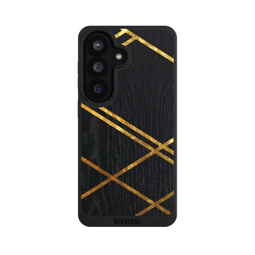 Samsung Galaxy S26 NIVOpure Black Geometric Pattern Golden Stripes