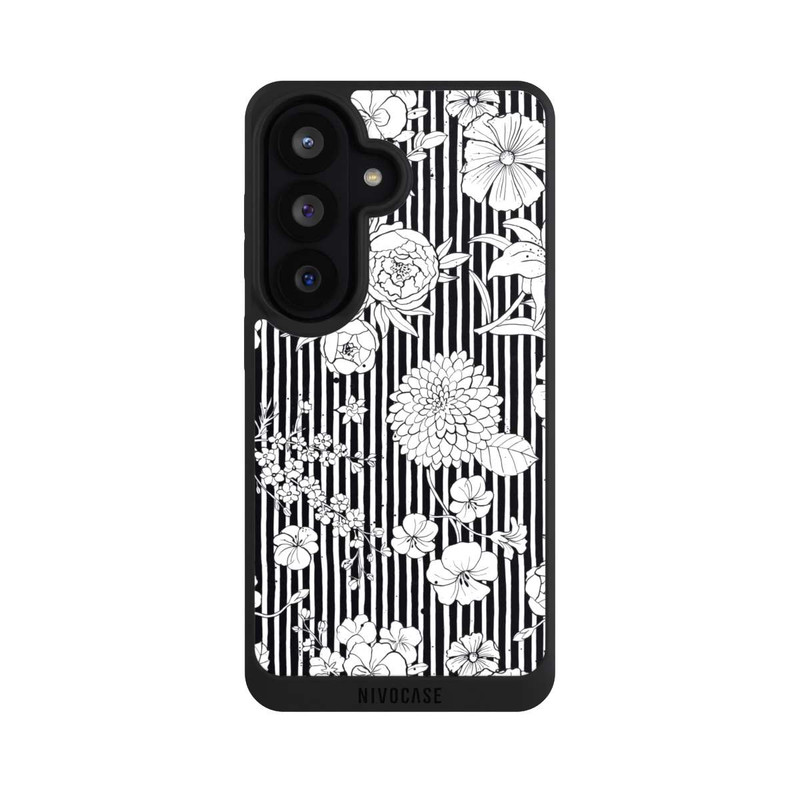 Galaxy S26 NIVOpure Blumen und Streifen Schwarz und Weiß