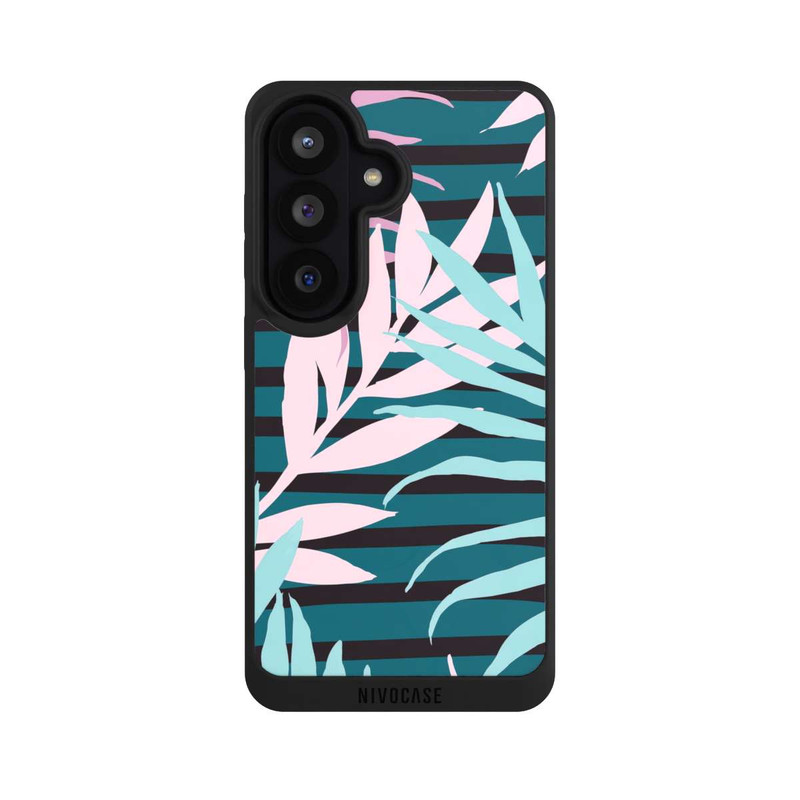 Galaxy S26 NIVOpure Feuilles de jungle pastel rose sarcelle