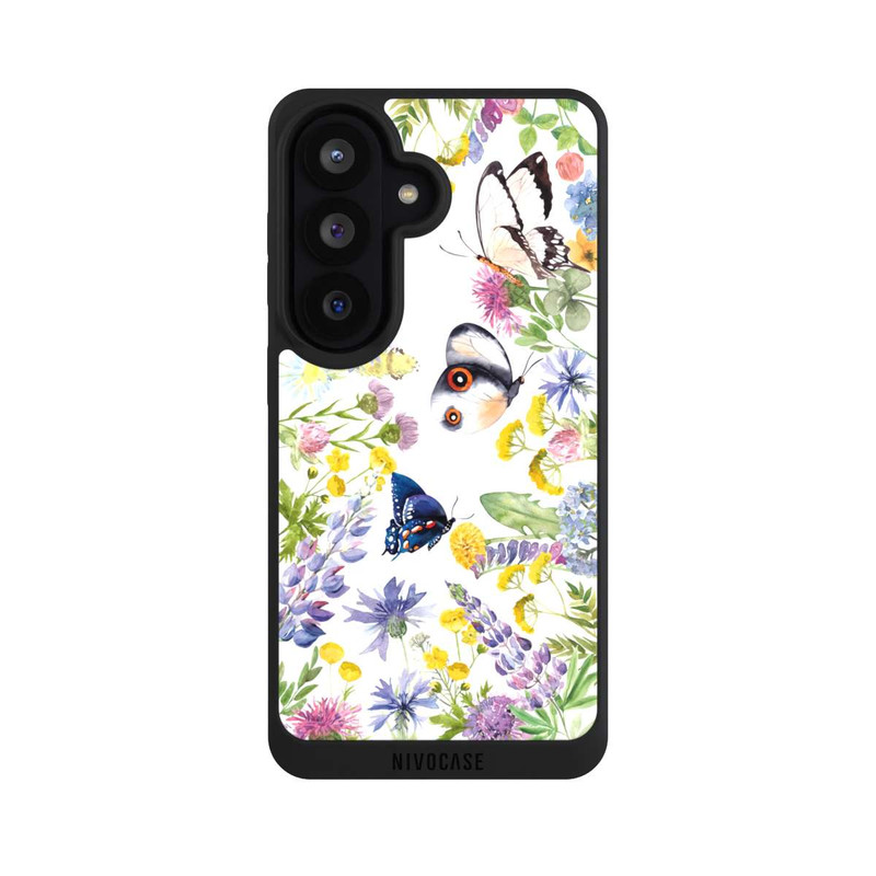 Galaxy S26 NIVOpure Bunte Frühlingsblumen und Schmetterlinge