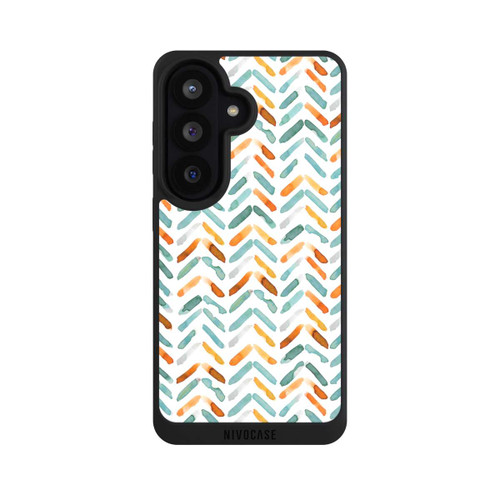 Samsung Galaxy S26 NIVOpure Elegantes Herbstchevron Blau Orange