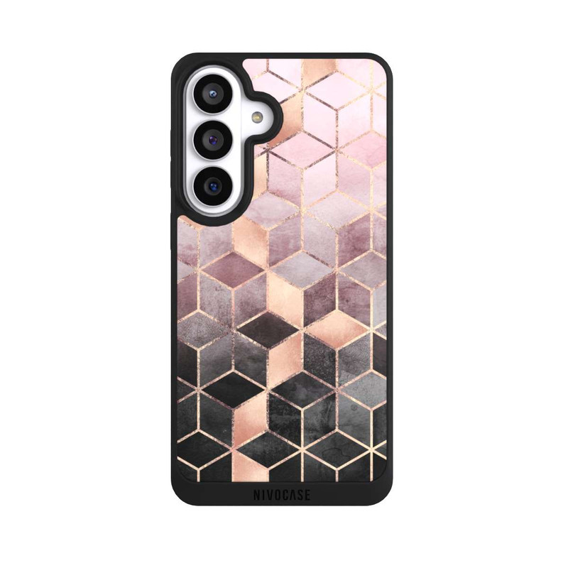 Galaxy S26+ NIVOpure Pink Grey Gradient Cubes Print