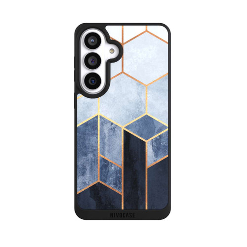 Samsung Galaxy S26+ NIVOpure Blauer Farbverlauf Sechsecke Golddruck