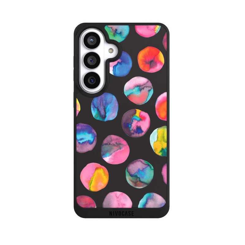 Galaxy S26+ NIVOpure Bunte Tintenmurmeln Punkte Schwarz