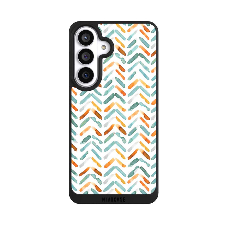 Galaxy S26+ NIVOpure Elegantes Herbstchevron Blau Orange
