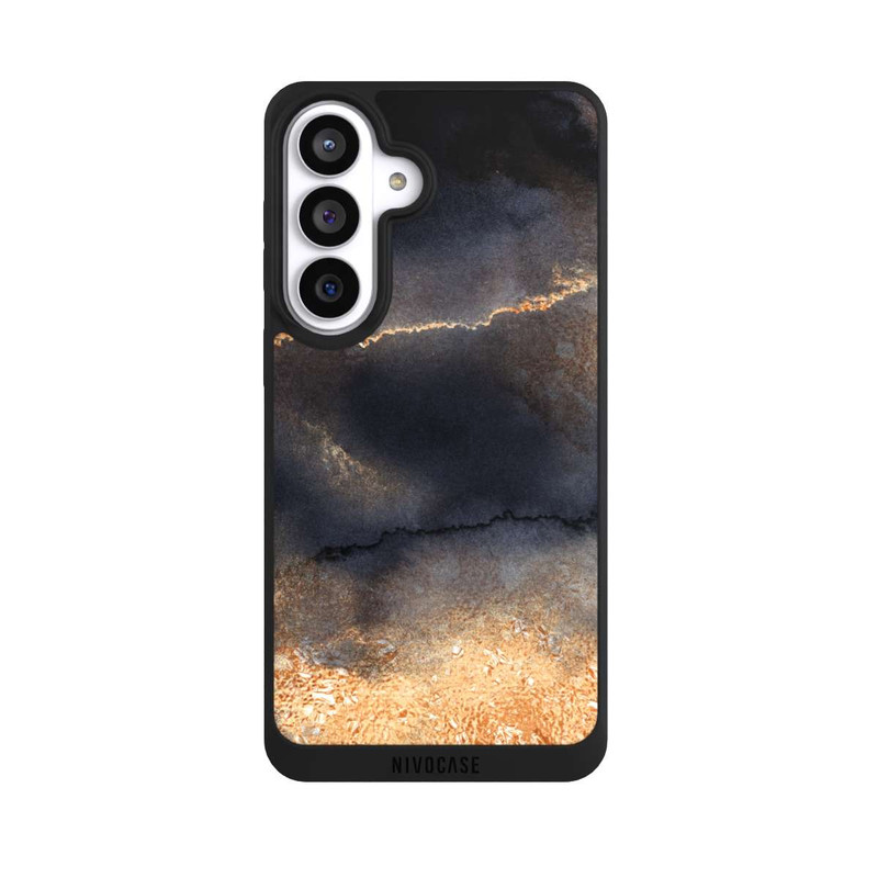 Galaxy S26+ NIVOpure Black Marble Gold Dust Look