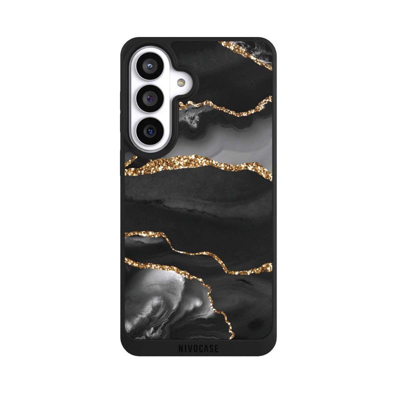 Galaxy S26+ NIVOpure Dark Marble Stripes Gold Look