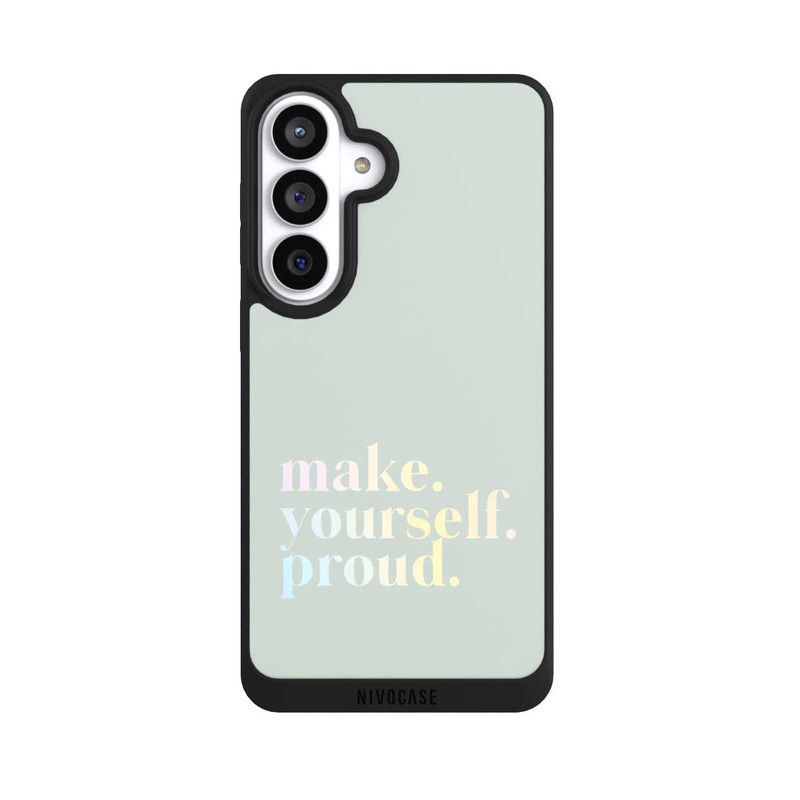 Galaxy S26+ NIVOpure Make Yourself Proud Zitat-Minze und Farbverlauf