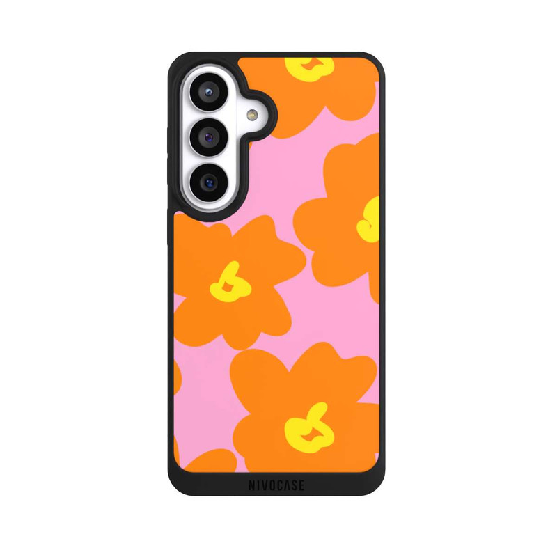 Galaxy S26+ NIVOpure Retro Blumenmuster Pink und Orange