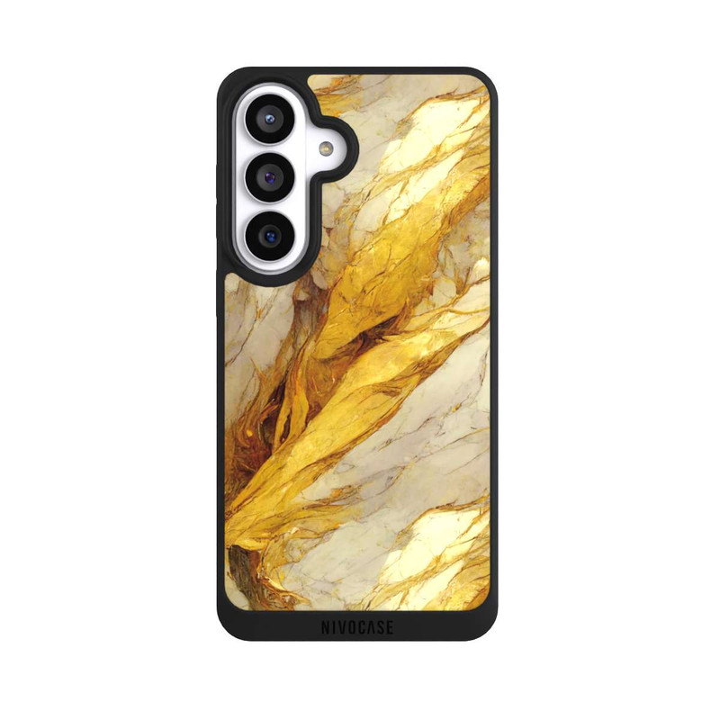 Galaxy S26+ NIVOpure White Marble Gold Print Layers