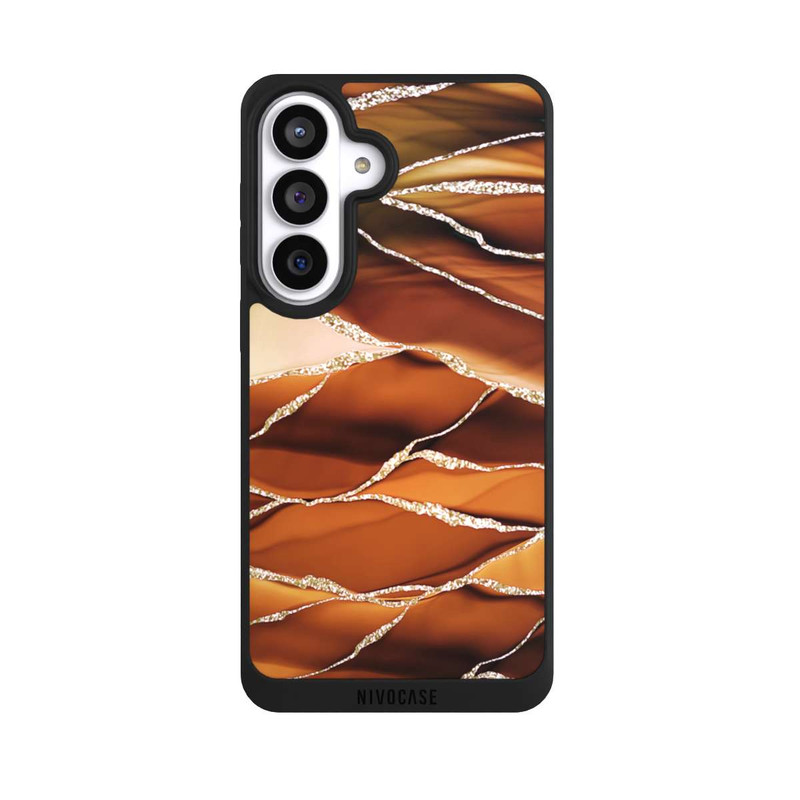 Galaxy S26+ NIVOpure Braune Marmorstreifen im Glitzer Look