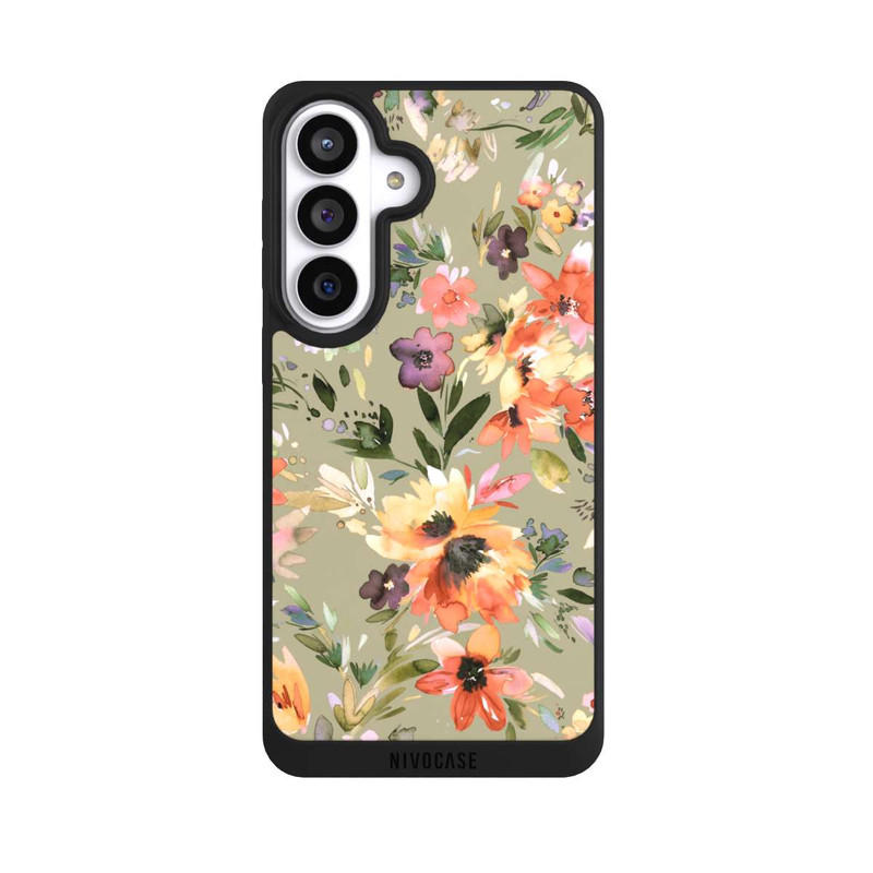 Galaxy S26+ NIVOpure Malerische tropische Blumen Salbeigrün