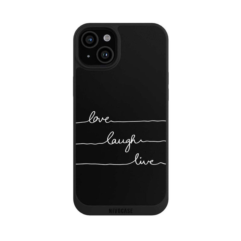iPhone 15 Plus NIVOpure Love Laugh Live weiß/schwarz