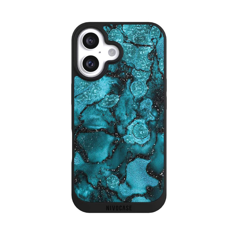 iPhone 16 NIVOpure  Blauer Glitzerlook
