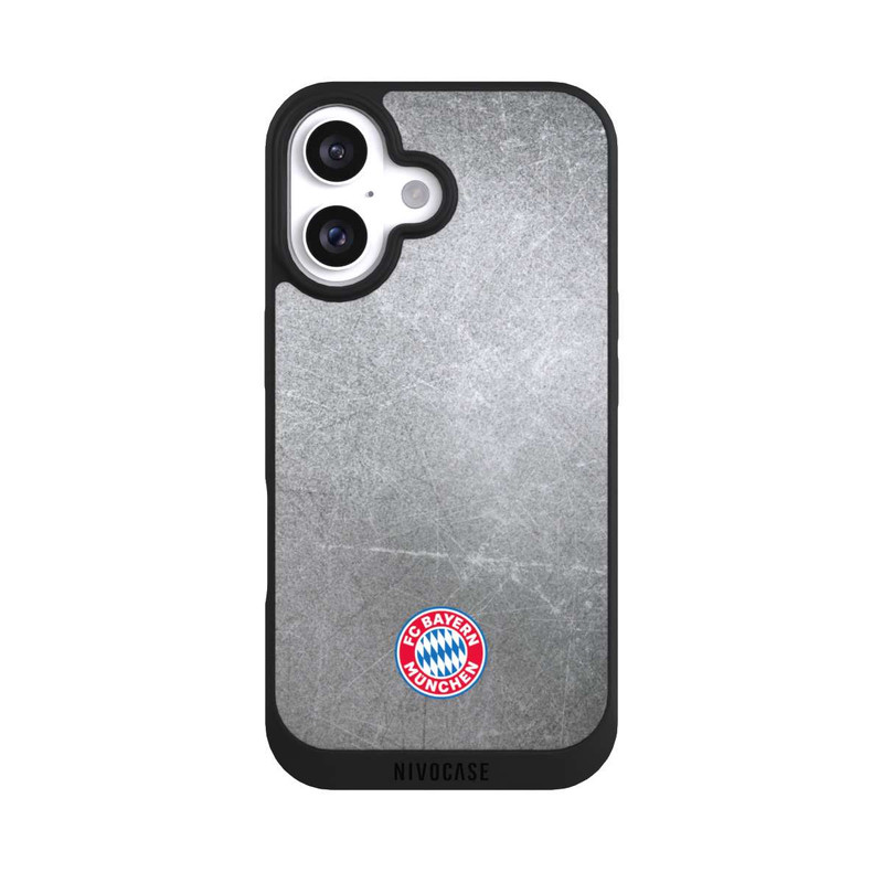 iPhone 16 NIVOpure Klassisches FCB Logo Klein - Bunt auf Metalllook