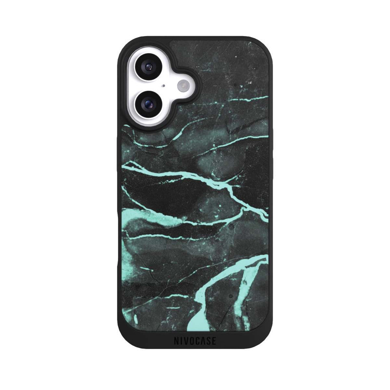 iPhone 16 NIVOpure Grauer und blauer Marmor