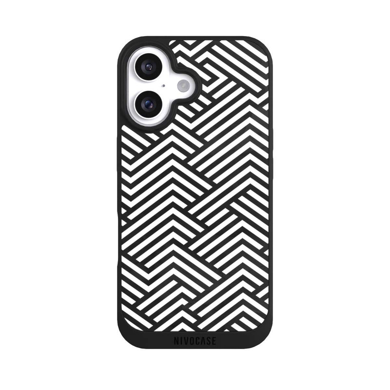 iPhone 16 NIVOpure Schwarz und Weiß ZigZag