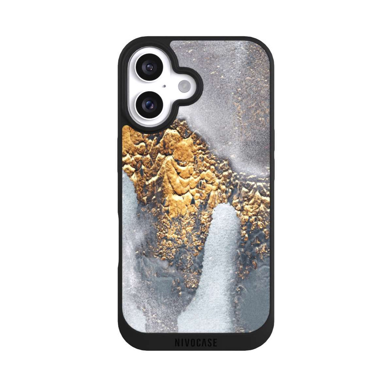 iPhone 16 NIVOpure Beton-Gold-Glitzerlook