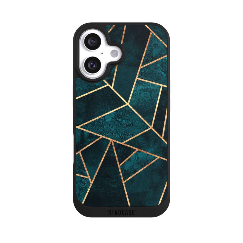 iPhone 16 NIVOpure Tief Blaugrün Stein Gold Druck