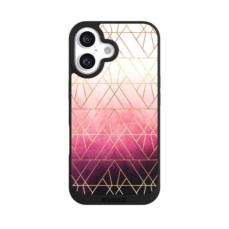 iPhone 16 NIVOpure Pink Ombre Dreiecke Golddruck
