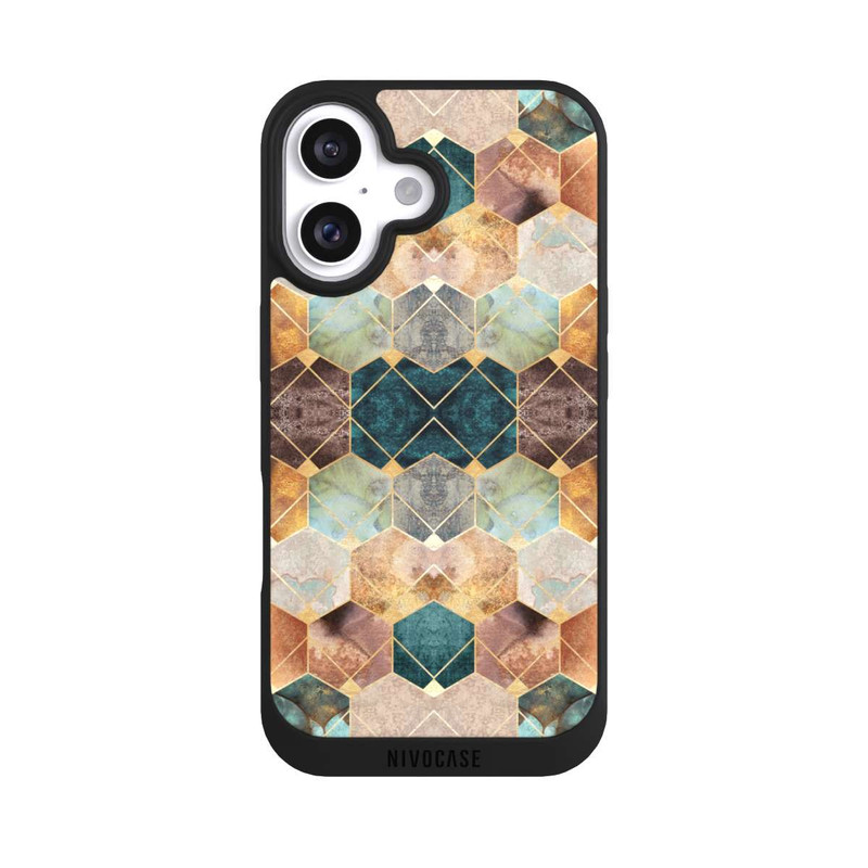 iPhone 16 NIVOpure Naturfarbene Sechsecke und Diamanten