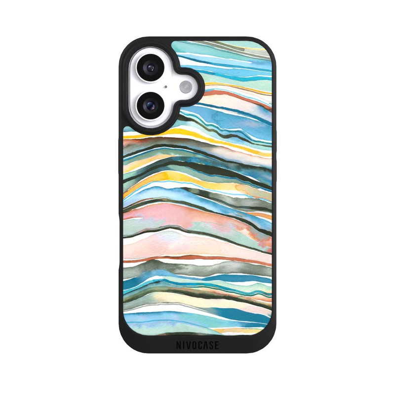 iPhone 16 NIVOpure Watercolor Agate Layers Blue