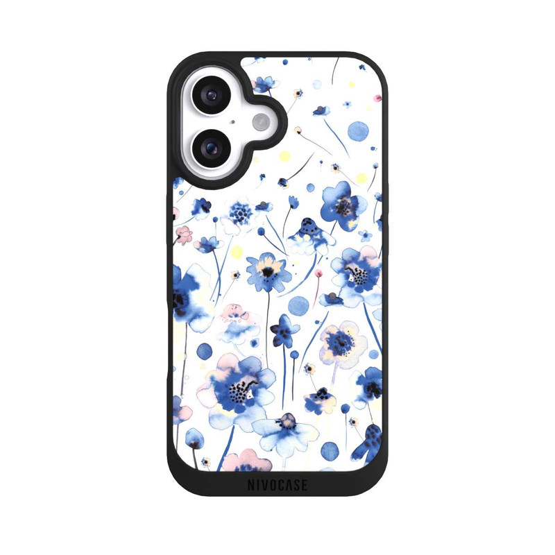 iPhone 16 NIVOpure Aquarelltinte blaue Blumen