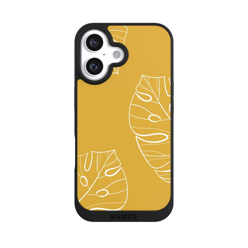 iPhone 16 NIVOpure Leaves Mustard Background