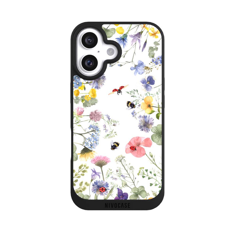 iPhone 16 NIVOpure Bunte Frühlingsblumen und Bienen