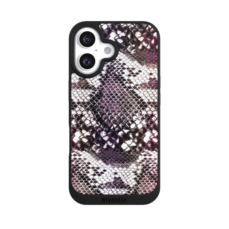 iPhone 16 NIVOpure Burgunderfarbenes Schlangenhaut-Muster