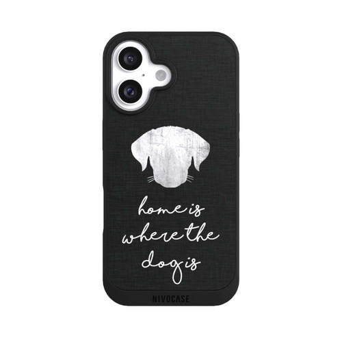 Apple iPhone 16 NIVOpure Home Is Where The Dog Is - Weiß auf Schwarz