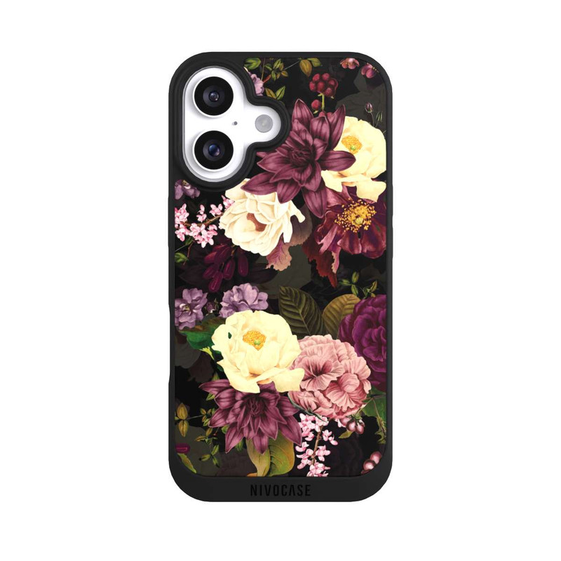 iPhone 16 NIVOpure Dunkle Blumen Bienen