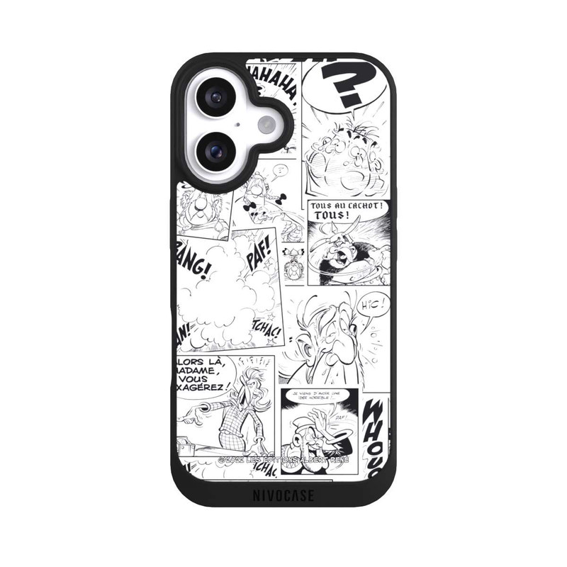 iPhone 16 NIVOpure Asterix Comic Schwarz und Weiß