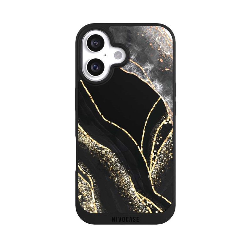 iPhone 16 NIVOpure Dunkler Marmor Gold