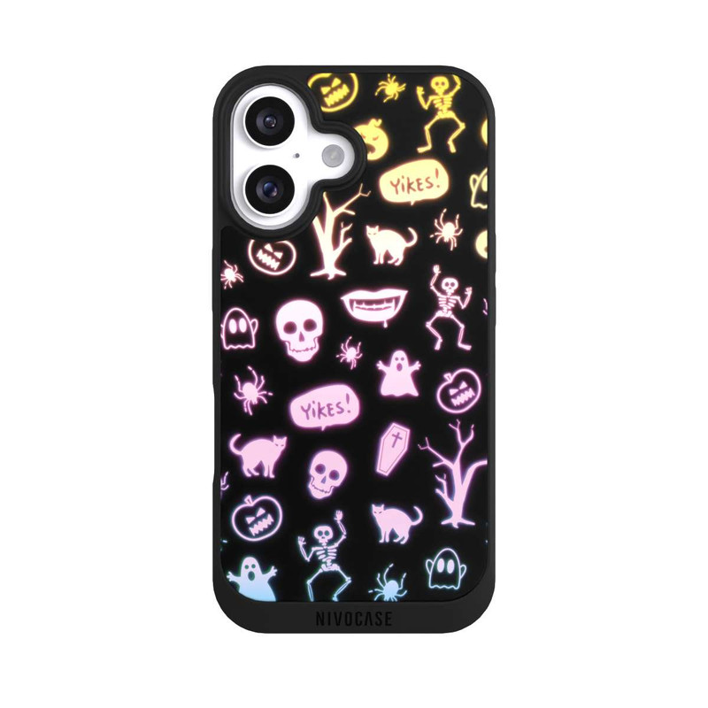 iPhone 16 NIVOpure Autocollants néon pour Halloween Fond noir